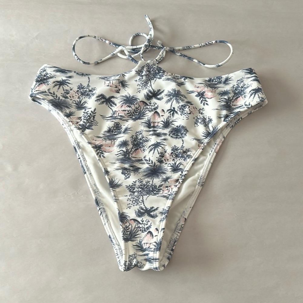 Abercrombie & Fitch high leg cheeky wrap tie palm tree bikini bottoms